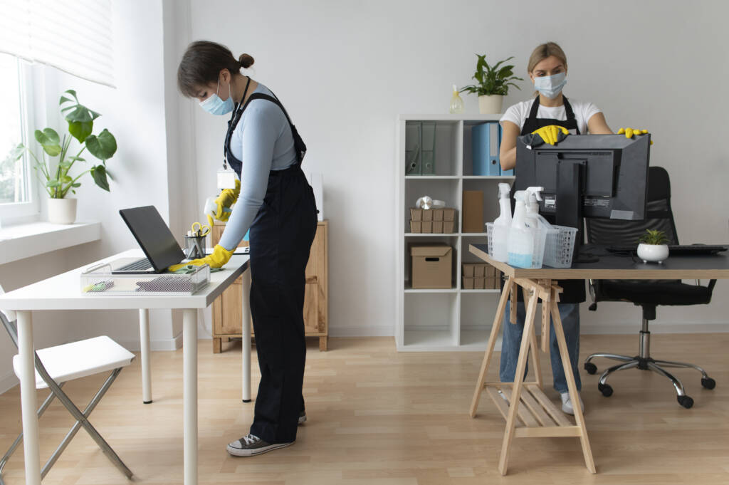 cleaning office